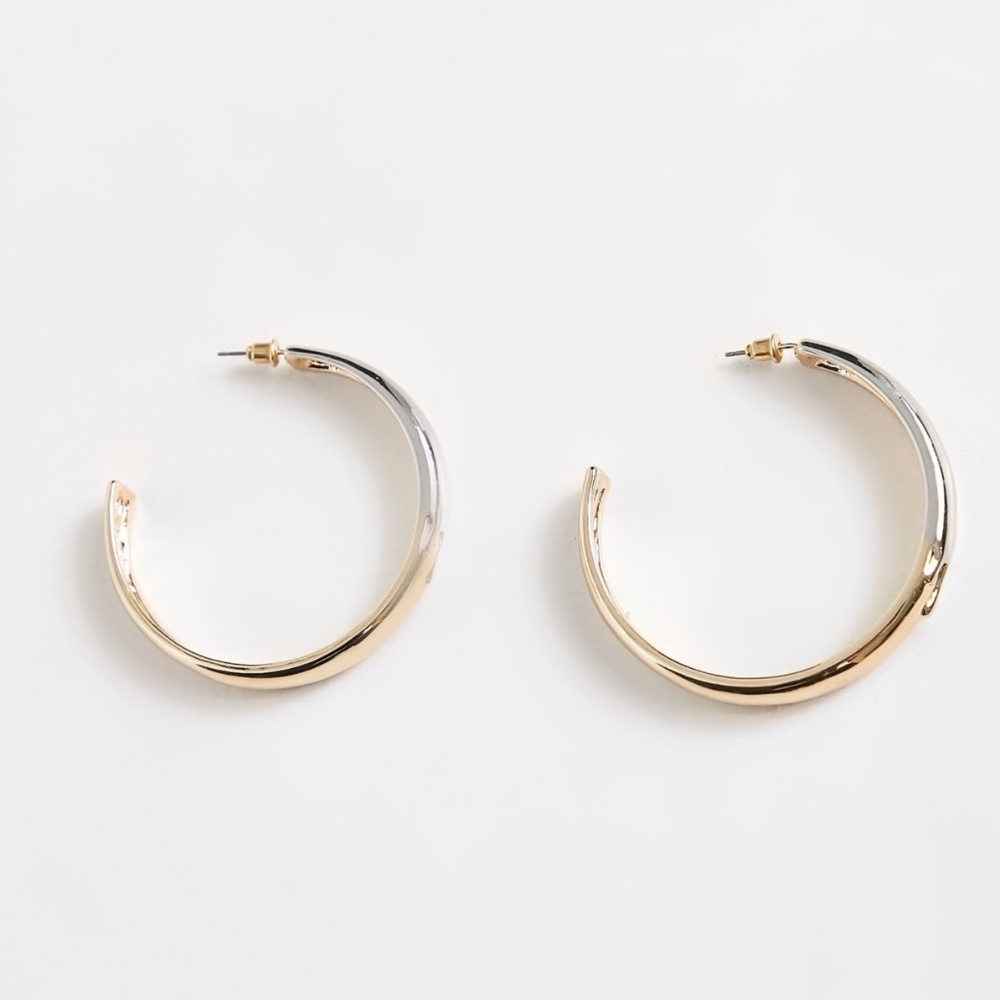 TopShop Freedom Mixed Metal Large Hoop Earrings New Gold & Silver